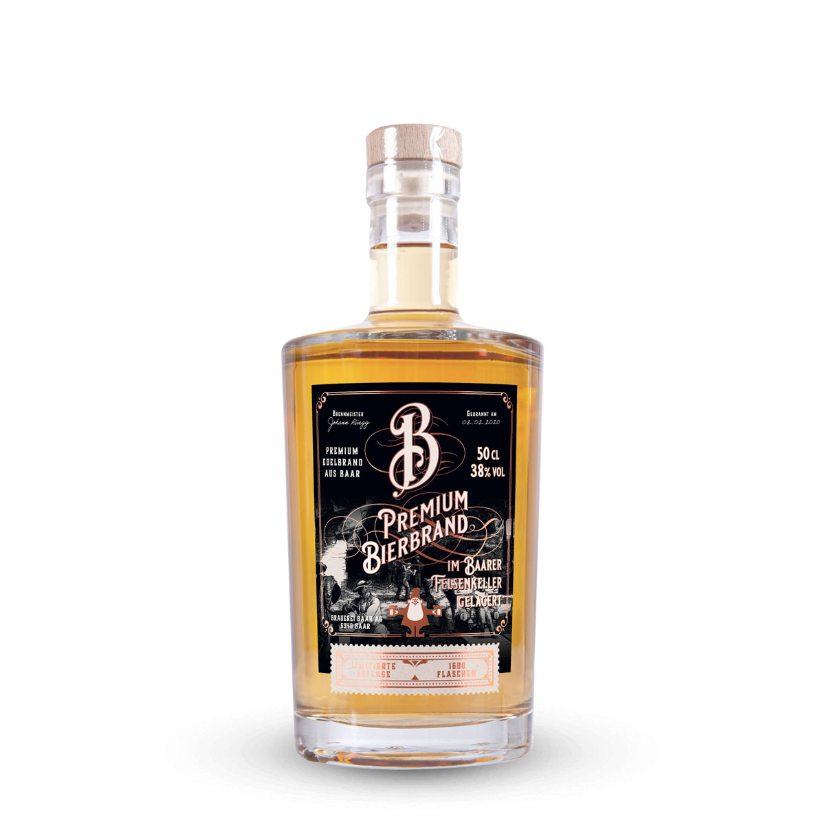 Baarer Premium Bierbrand Braumeister-Tröpfli 38% 50cl 